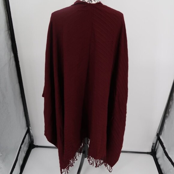 Lane Bryant Maroon/Holiday Cranberry Shawl w/Fringe One Size - Picture 7 of 9